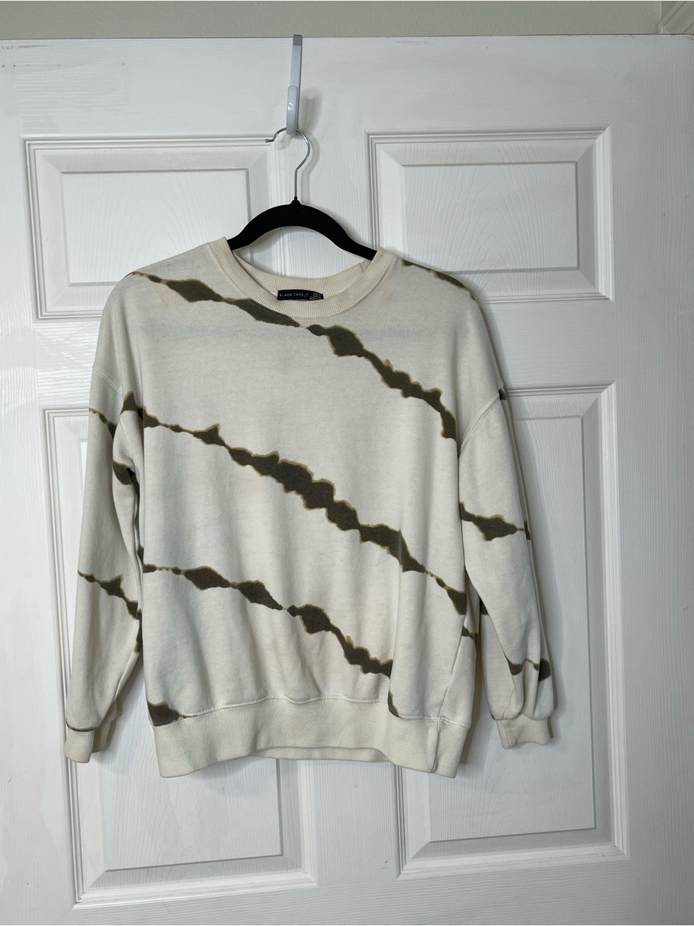 Tie-Dye Crewneck Sweater in Cream and Olive - Men's